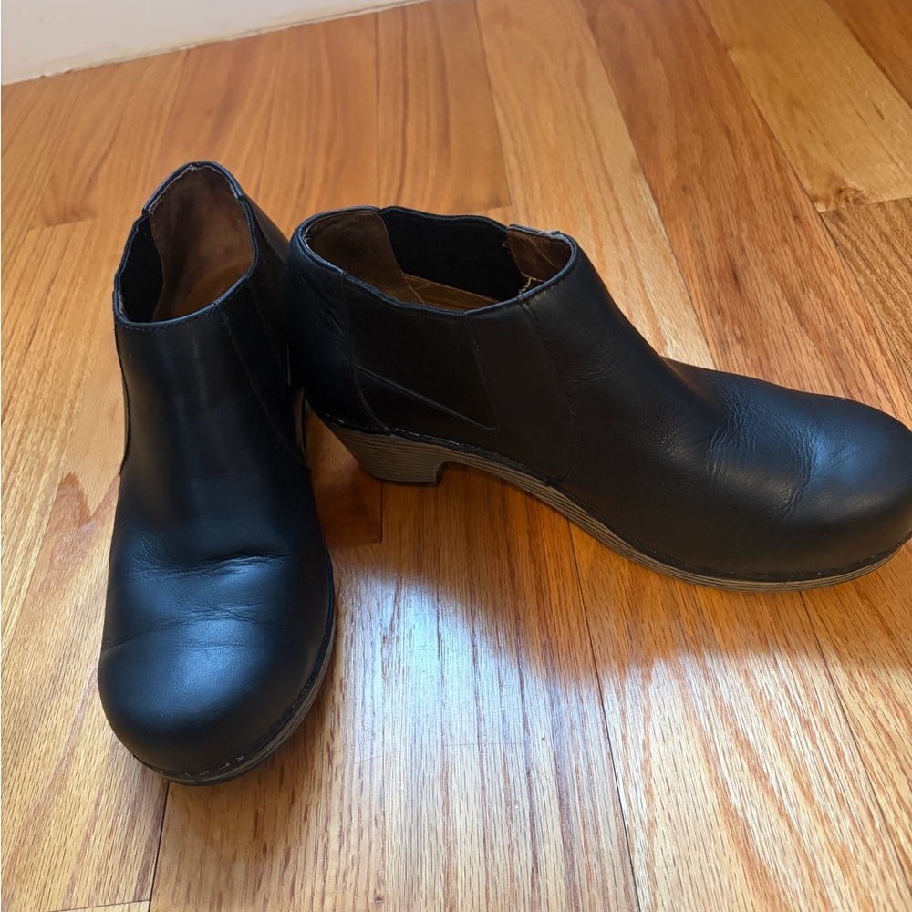Dansko Black Leather Ankle Booties